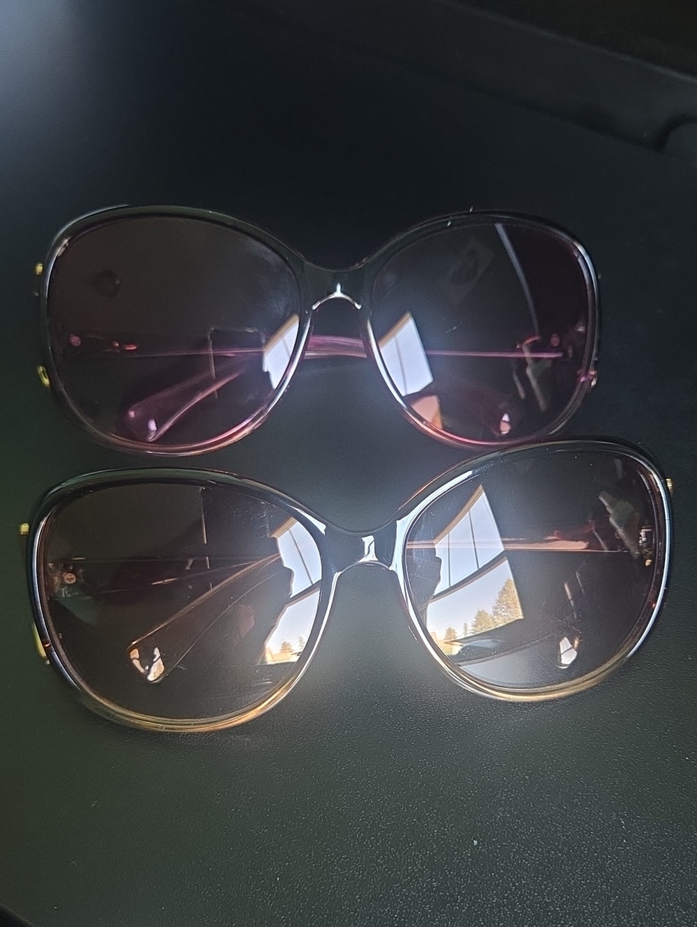 Set Of 2 Women's Oversized Gradient Sunglasses - Brown And Purple